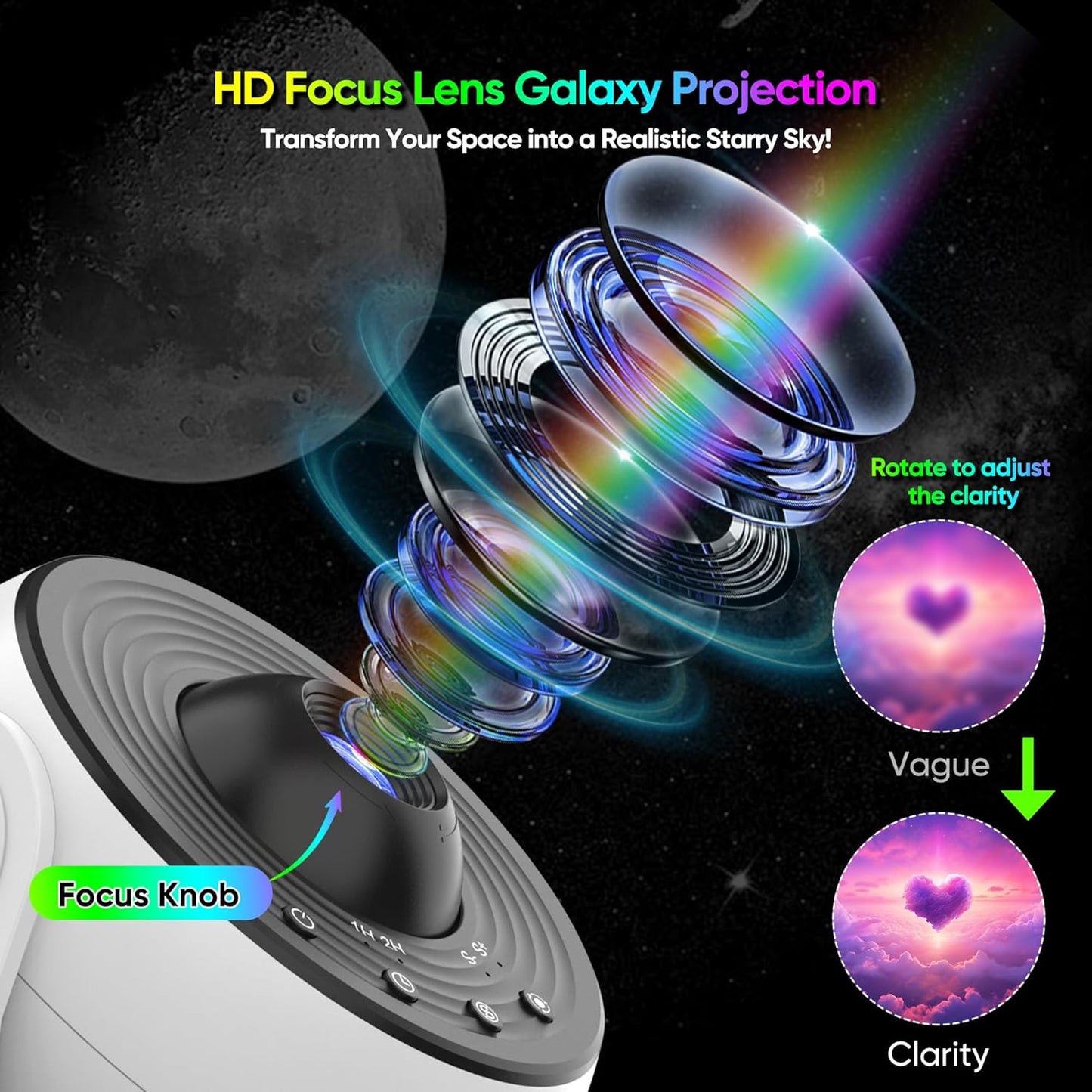 Galaxy Heart Light Projector - Romantic Galaxy 360
