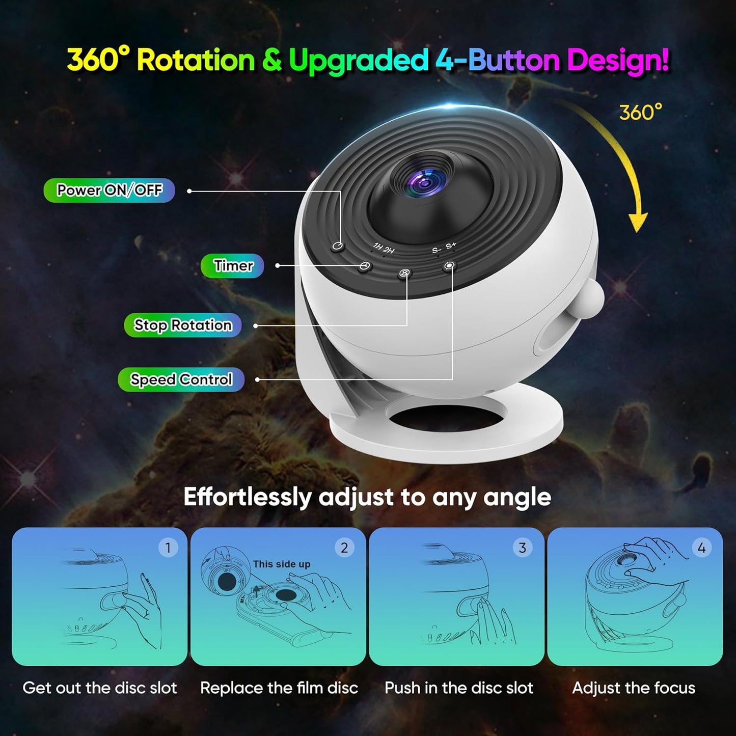 Galaxy Heart Light Projector - Romantic Galaxy 360